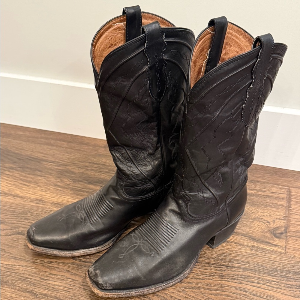 Men’s Black Leather Cowboy Boots - Picture 2 of 8